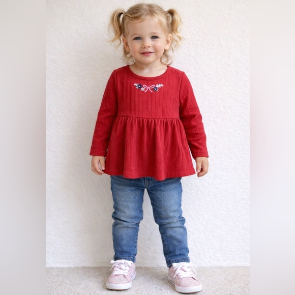 Garanimals Other - Garanimals Red Long Sleeve Kids Tee with Embroidery